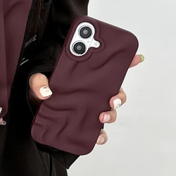 Stylish Wine Red Irregular Water Ripples 3D Phone Case For iPhone 17 Air 16 15 14 13 12 11 Pro Max Soft Silicone Back Cover