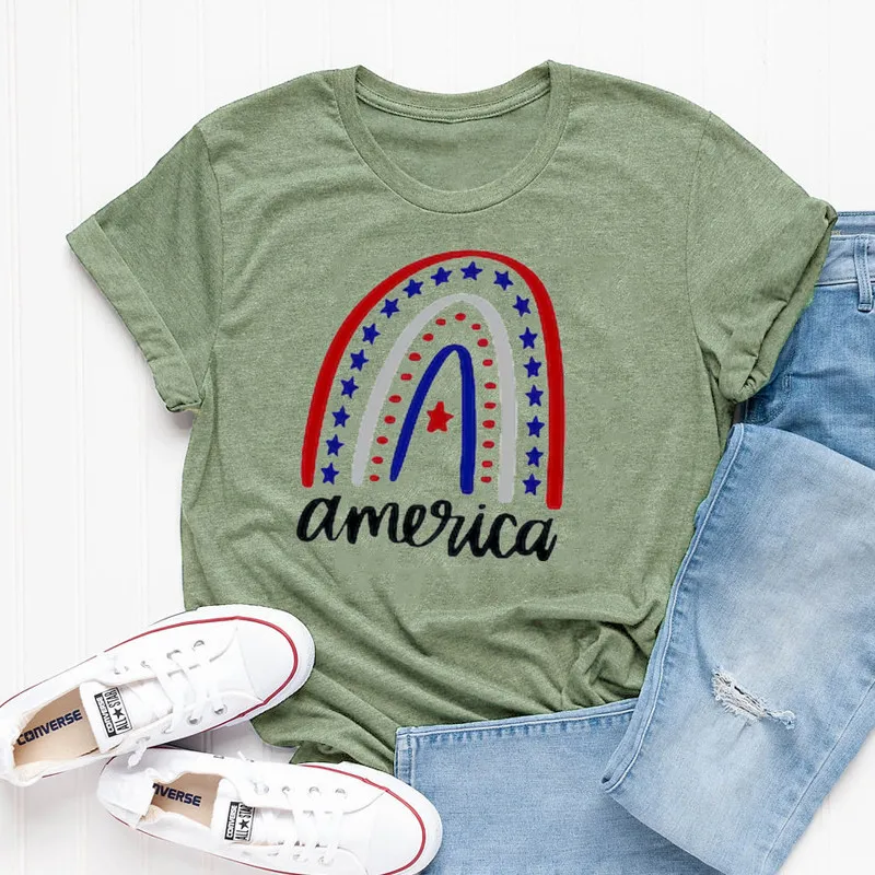 4th of July 2022 Shirt,America Rainbow 4th Of July Patriotic Independence Day Patriotic Family Freedom 100%Cotton goth y2k Shirt