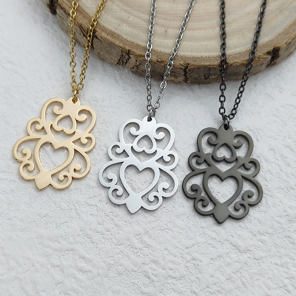 Flower Lotus Necklace for Woman Men Supernatural Amulet Hollow Pendant Chain Stainless Steel Jewelry Gift