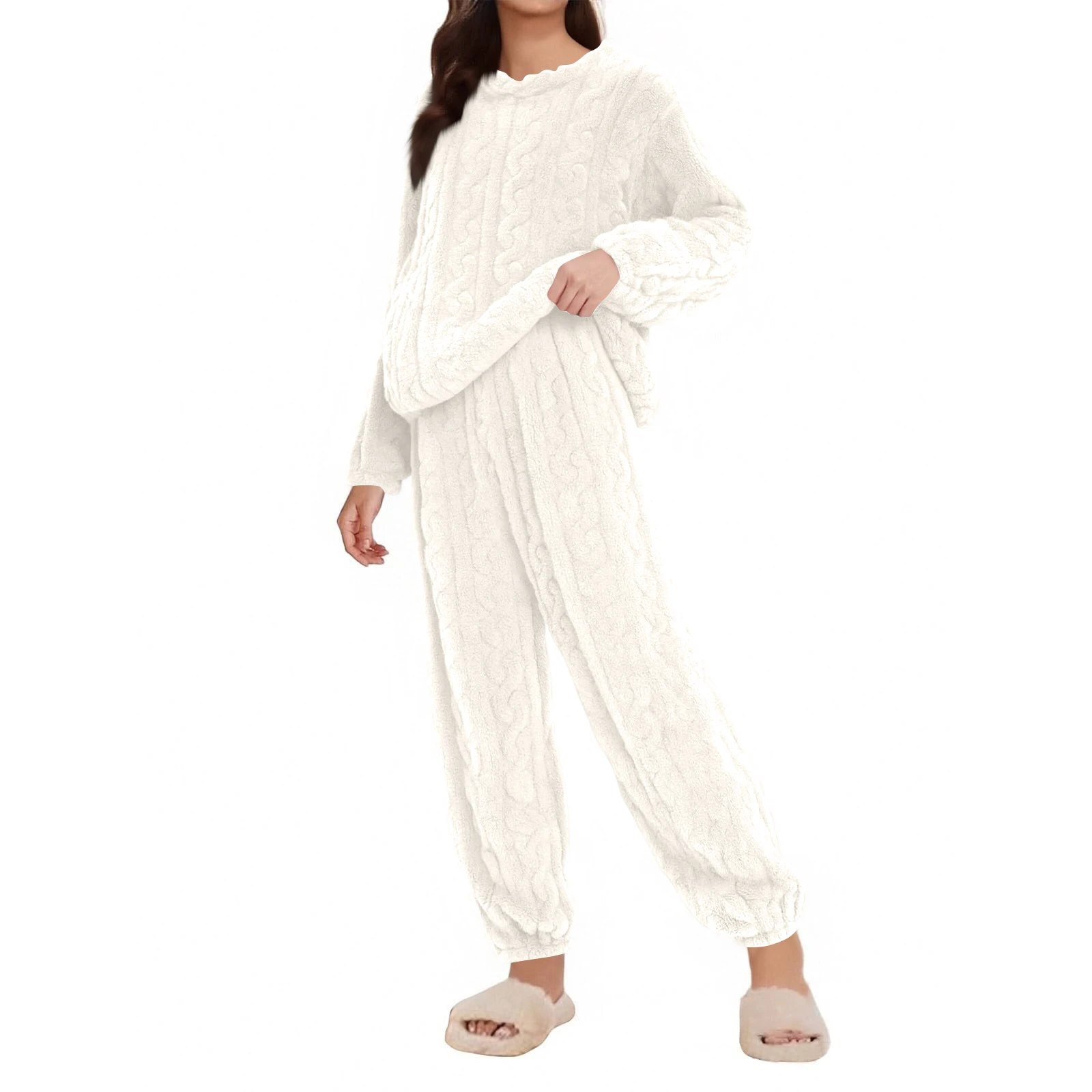 

Two Pieces Sleepwear Women's Pajama Trousers Loungewear Sets Nightwear Female Home Suit Clothes Solid Casual Pajamas For Women