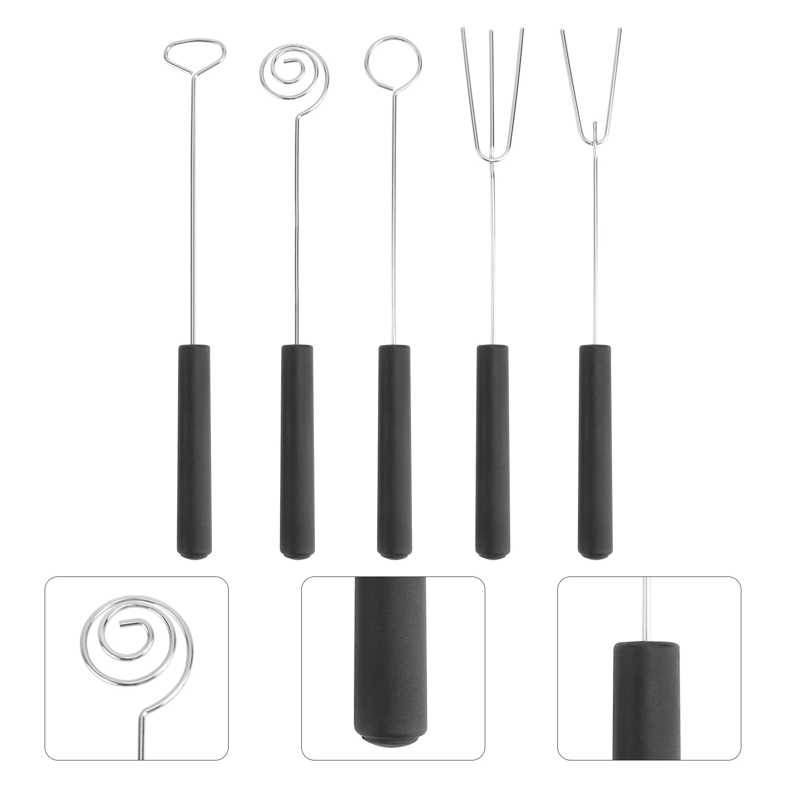 

5pcs Chocolate Forks Stainless Steel PP Handle Triangle Spiral Round Shapes BBQ DIY Kitchen Gadgets Dipping Nuts Fruits