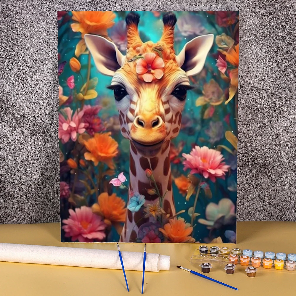 

Oil Painting By Numbers Kits For Adults Beginner Flowers Giraffe Acrylic Paints Set Oil Drawing Wall Art For Home Decor Pintura