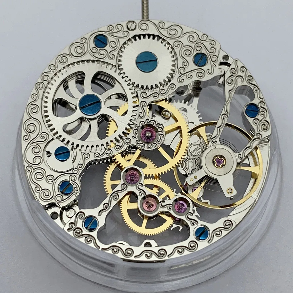 17 Jewels Full Skeleton 6497 movement Hand Winding mechanical movement fit Parnis mens watch P74