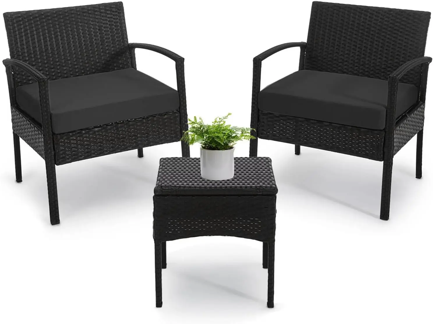 

3 PCS Patio Rattan Conversation Chairs Set, Outdoor Patio Furniture Balcony Furniture Set, Wicker Patio Set for Garden Porch