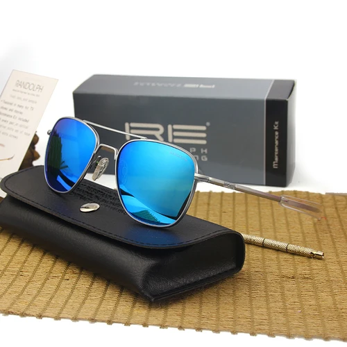 Imagen 2 del producto Gafas de sol RE para hombre y mujer, lentes de sol de piloto de aviación militar del ejército americano, marca de lujo, marco de titanio de Metal Vintage