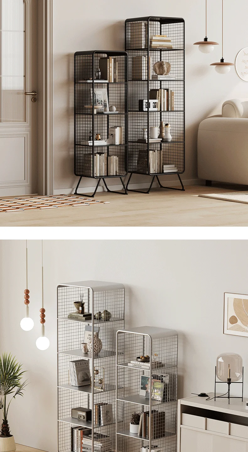 Nordic style Bookcase Multi-Tier Metal Storage Shelf Space Saving Living Room/Kids Book Organizer Sturdy Display Rack for Office
