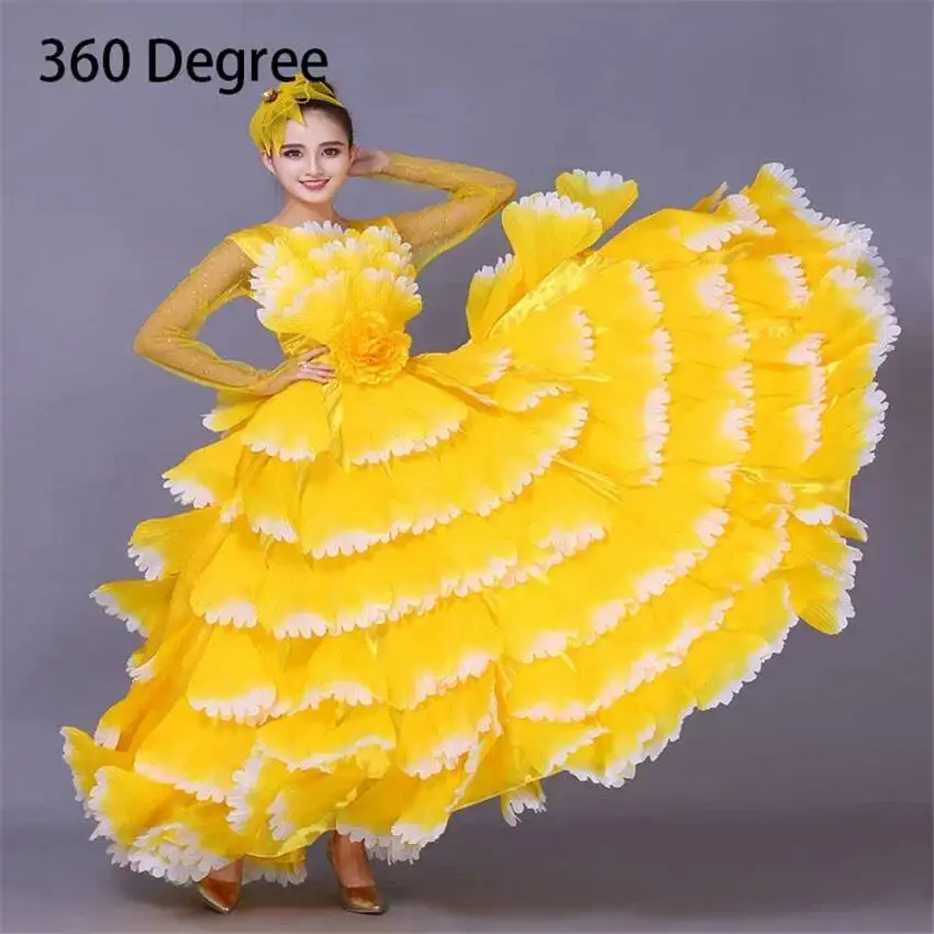 Spanish Petal New Dress Women Opening Dance Costume Bullfighting Flamengo Dress Gypsy Flamenco 360/540 Degree Performance S-3XL view 5