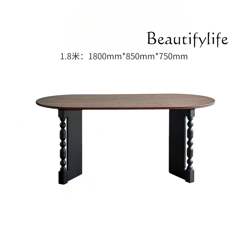 N antique oval multi-functional dining table  French retro solid wood dining table household