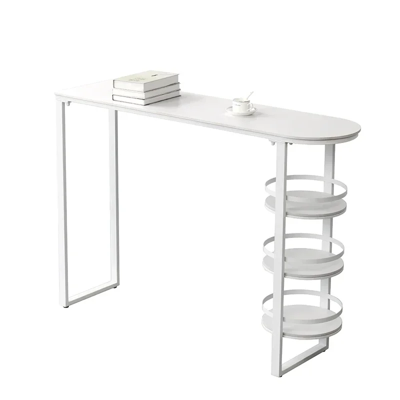 

French Cream Wind Rock Board Meal Side Partition Cabinet Homestay Leisure Home Water Half Round High Foot Table