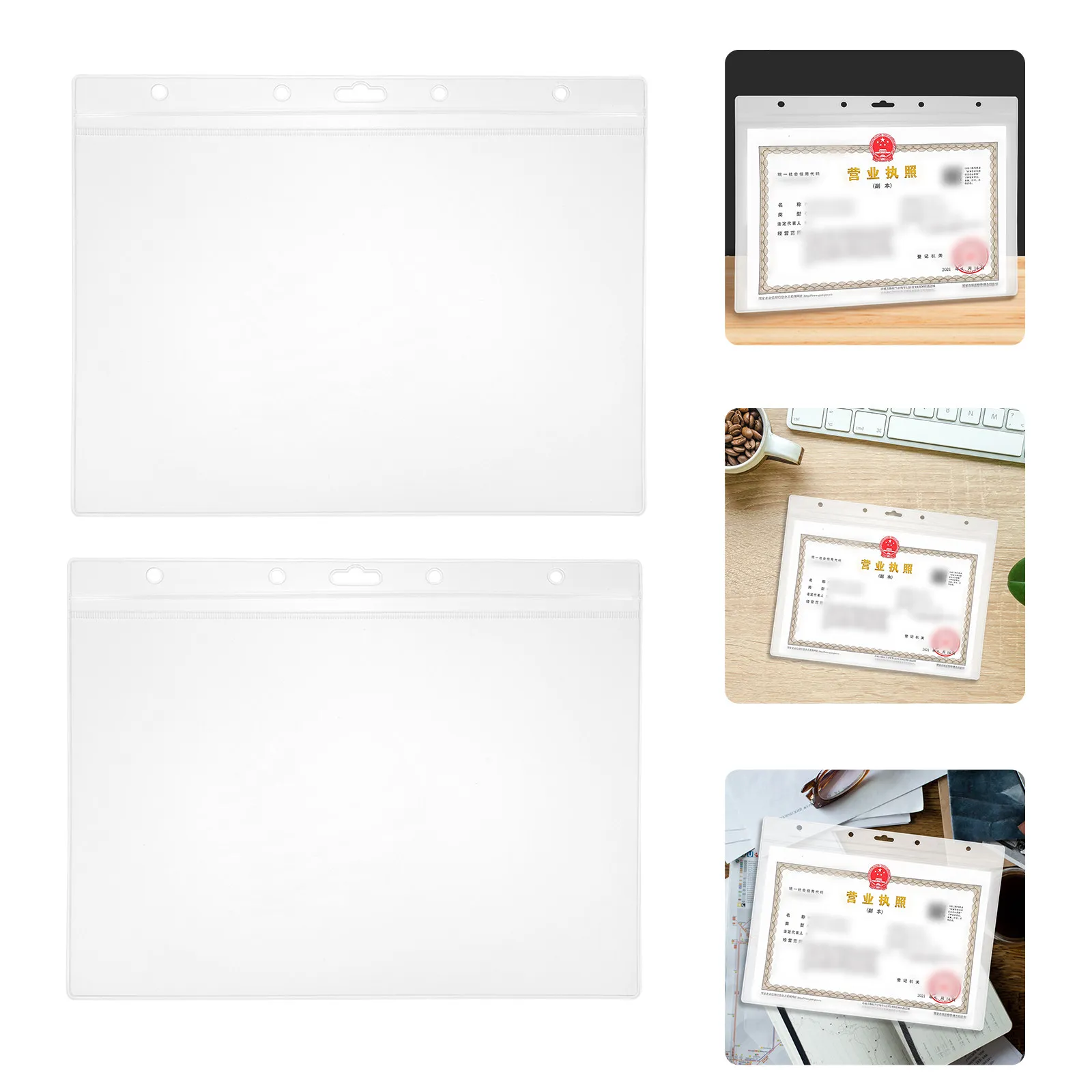 

2Pcs Heavy-Duty PVC Document Protective Covers Reusable File Cover for Certificates Business Licenses Compact Storage Solution