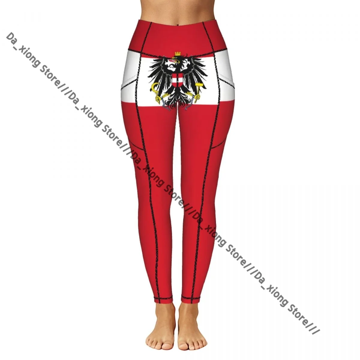 High Waist Hip Lift Yoga Pants Women With Pockets Flag Of Austria State Gym Wear