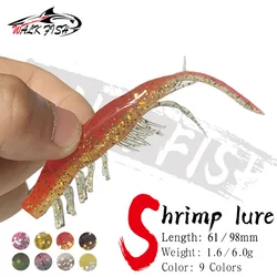 WALK FISH 61mm 1.6g 98mm 6g Silicone Bait Soft Lures Pike Fishing Lure Biting Shrimp Carp Bass Sea Worm Swimbait Baits Gamba