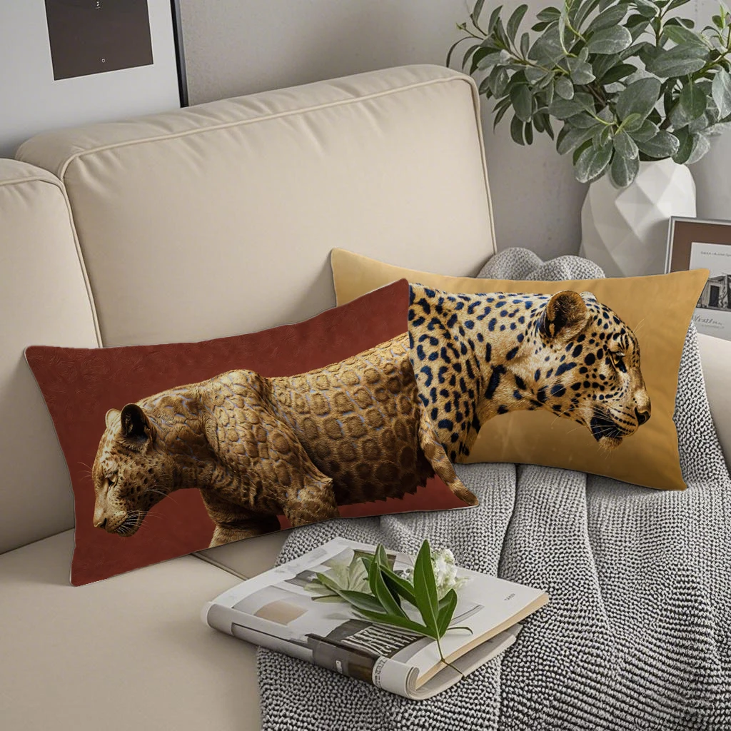 Wild Leopard Print Pillow Cases Suitable For Sofa Bedroom Car Pillow Cover Cushion Rectangular Back Cushion