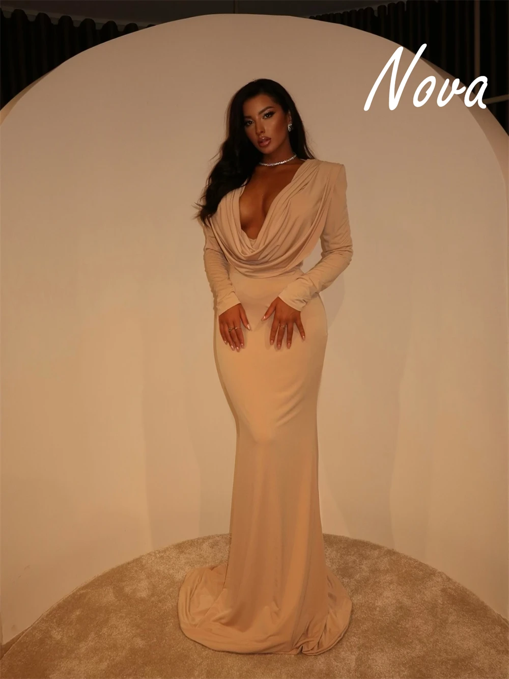 

Customized Mermaid Elegant Jersey Homecoming Dresses Formal Long Sleeves Evening Gowns High Quality Special Occasion Gowns
