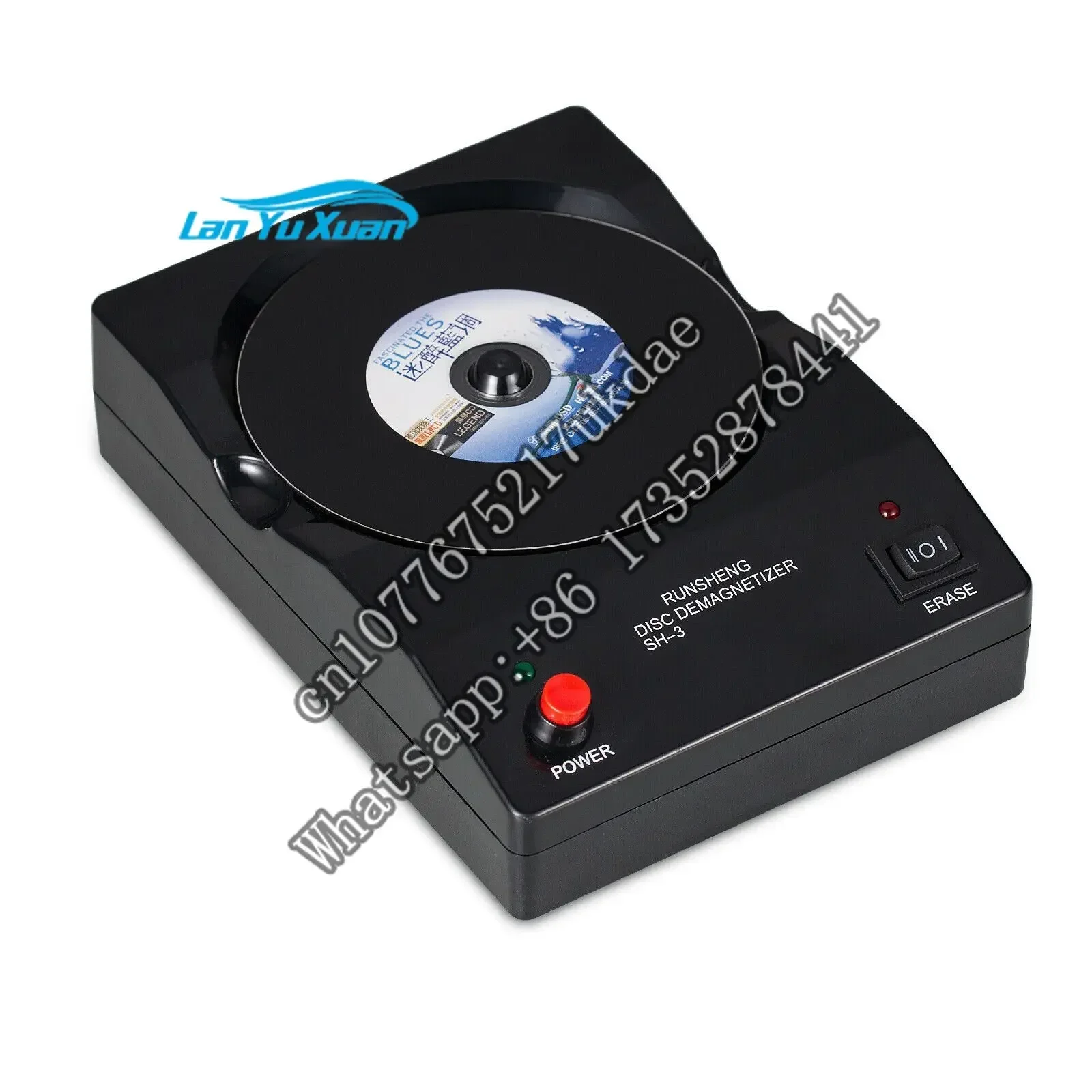 เครื่องลบแม่เหล็กแผ่นซีดี/ดีวีดี ขนาดเล็ก AC 250V สำหรับหลอด/สายเคเบิล สีดำ 0.8A