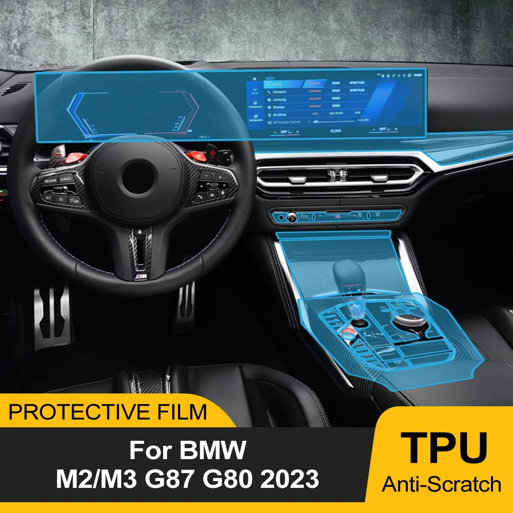 Transparente TPU-Schutzfolie für die Mittelkonsole des Getriebes im Autoinnenraum für BMW M2/M3 G87 G80 2023 Kratzfester PPF-Aufkleber – Detail 1