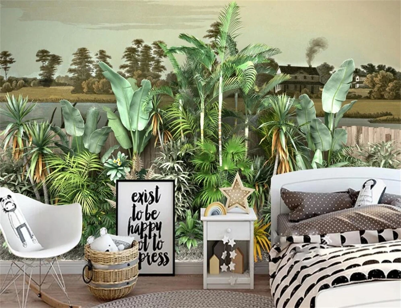 Papel tapiz personalizado para sala de estar y dormitorio, tapiz de pared de fondo de animales, paisaje de plantas de selva tropical Medieval, papel