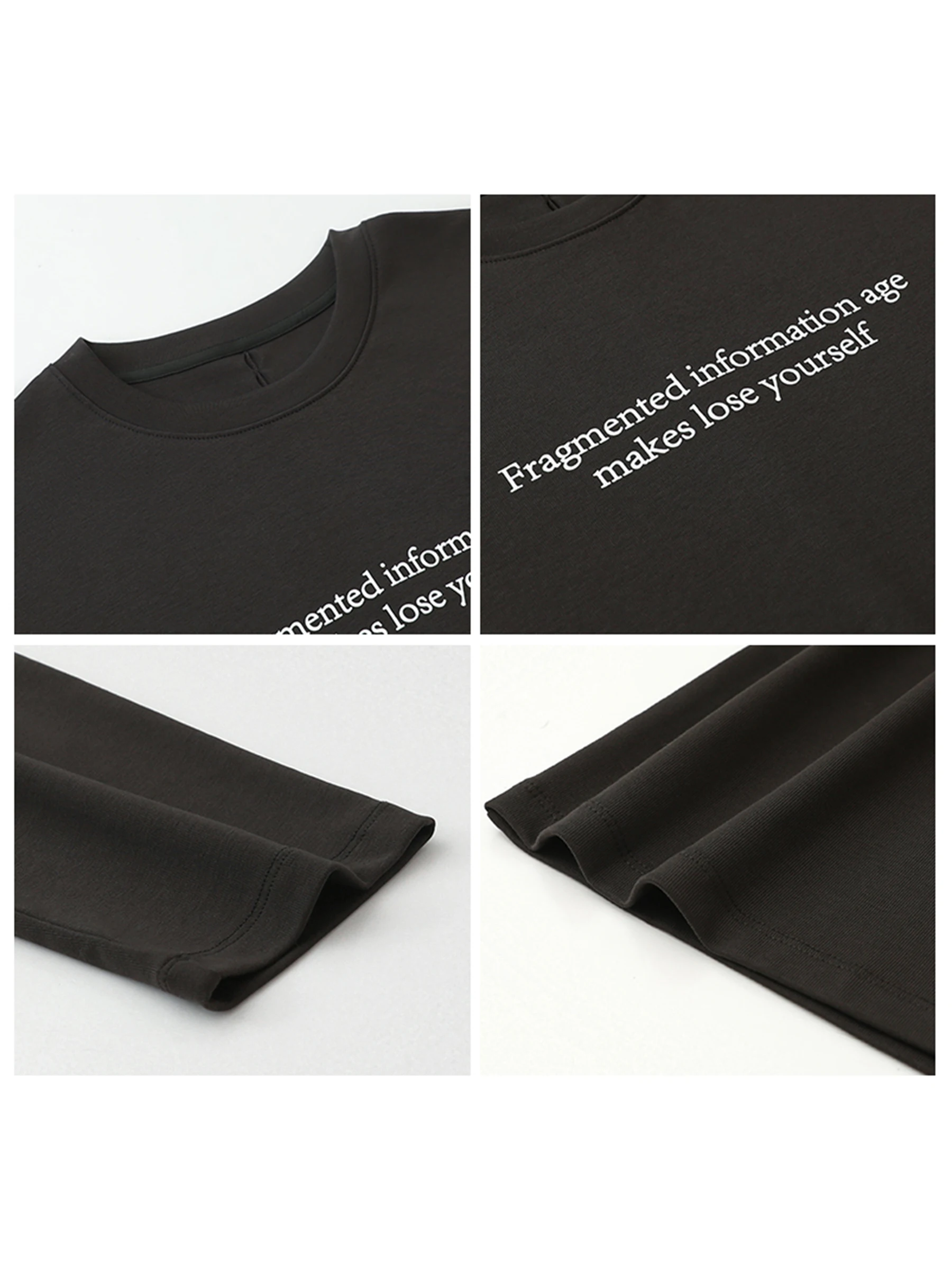 CHIC VEN Nowe damskie koszulki luźne, codzienne z okrągłym dekoltem, z długim rękawem, bazowe bluzki z nadrukiem liter, damskie topy jesień-zima 2025