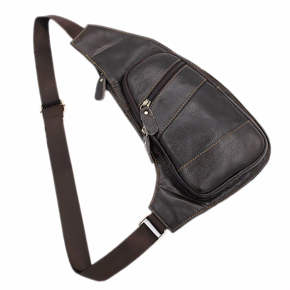 High Quality Men Genuine Leather Sling Chest Day Back Pack Vintage Male Crossbody Bags Travel Casual Shoulder Messenger Bag