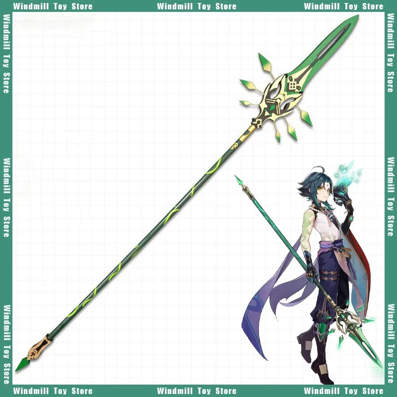 

200cm Primordial Jade Winged-Spear Genshin Impact Xiao Game Peripherals Detachable Weapon Model Bamboo Cosplay Props Collections