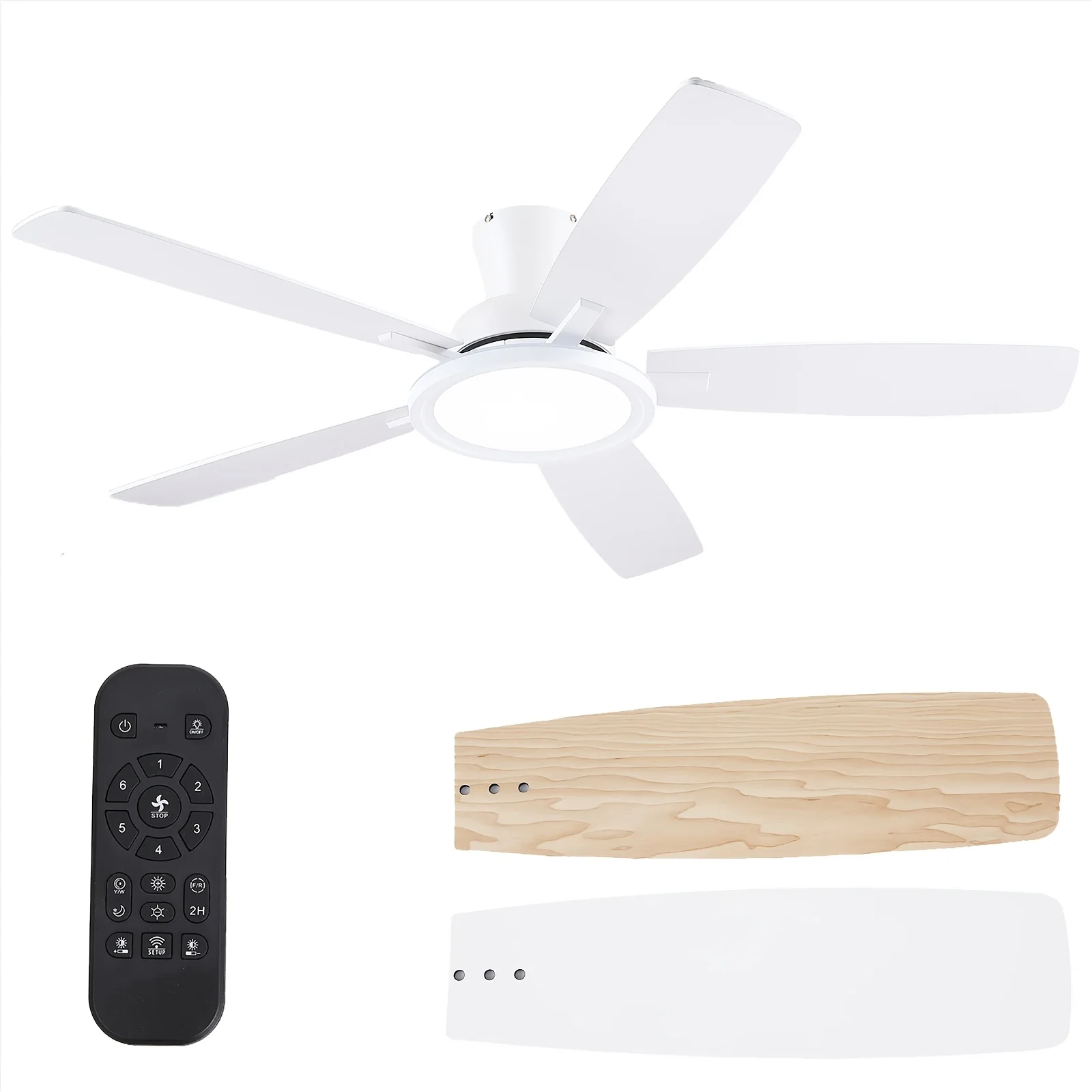 52-Inch Modern Ceiling Fan with RGB LED Lighting, Silent Reversible Motor, Adjustable Brightness & Color Modes, Sleek Black Finish, Indoor/Outdoor Rated – Stylish, Energy-Efficient, and Easy to Install view 8