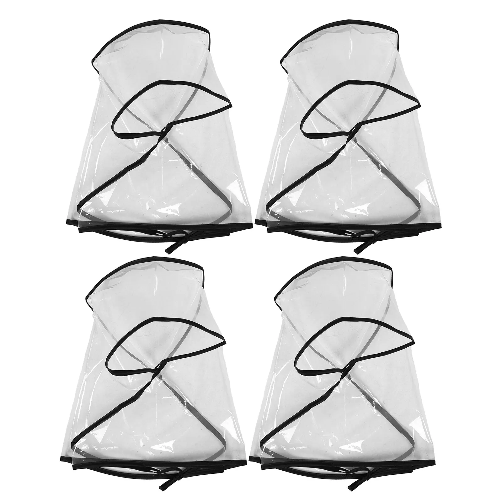 4Pcs Women Men Waterproof Plastic Rain Bonnet Clear Hat with White Edge Foldable Portable Stylish Rain Hat Protect Hair Neatly