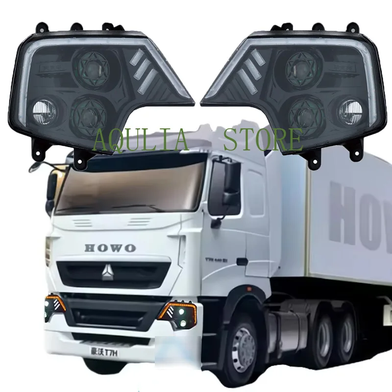 1 PCS Dual LENS FULL LED Head Lamp Fit for SINOTRUK CNHTC HOWO A7/t7H T5G/TX full headlight assembly