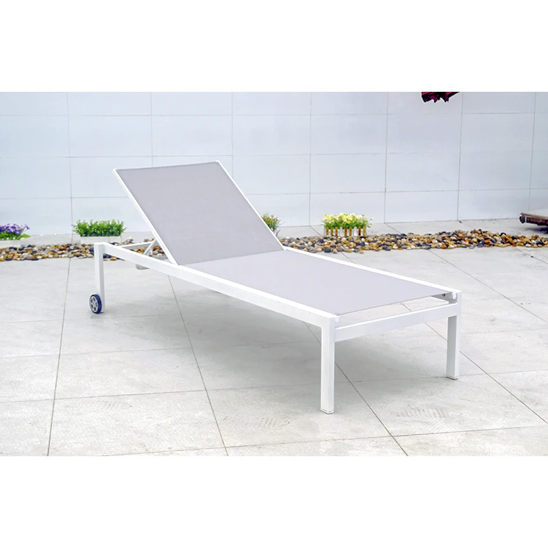 Outdoor Patio Pool Furniture Alum Stackable Sling Chaise Lounge Chair Sun Poolside Daybed Outdoor Furniture Garden Sofas Sets