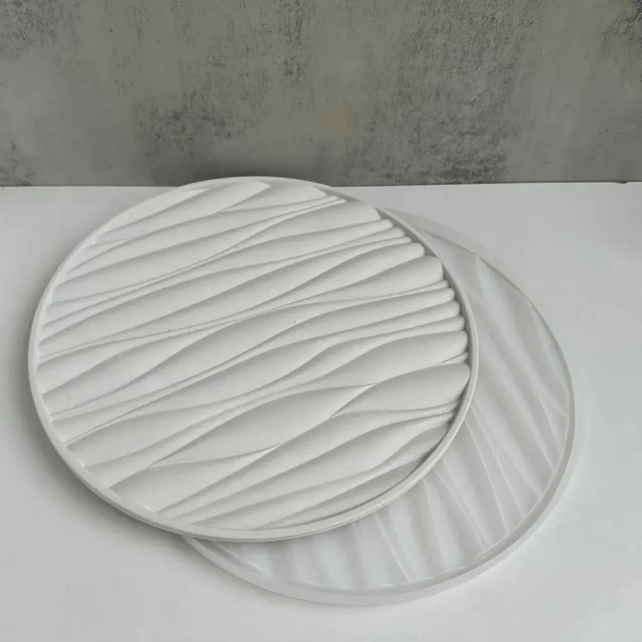 Large Simple Round Wave Tray Silicone Moluds Plaster Resin Drip Tray Molds Christmas Fruit Plate Mould