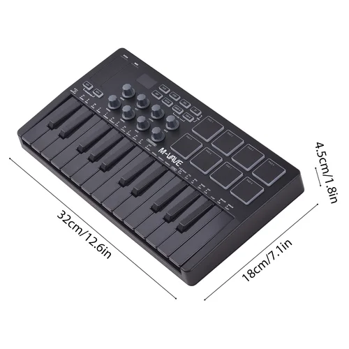 Imagen 2 del producto Controlador de teclado MIDI, máquina para hacer Beat, recargable, 25 teclas, teclado MIDI, almohadilla de golpe, perillas auxiliares MIDI RGB
