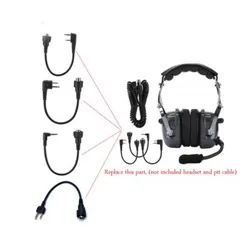 Micrófono de aviación con cancelación de ruido, altavoz PTT, auriculares, Cable de cabeza de enchufe de repuesto para Radio Baofeng Kenwood Motorola ICOM