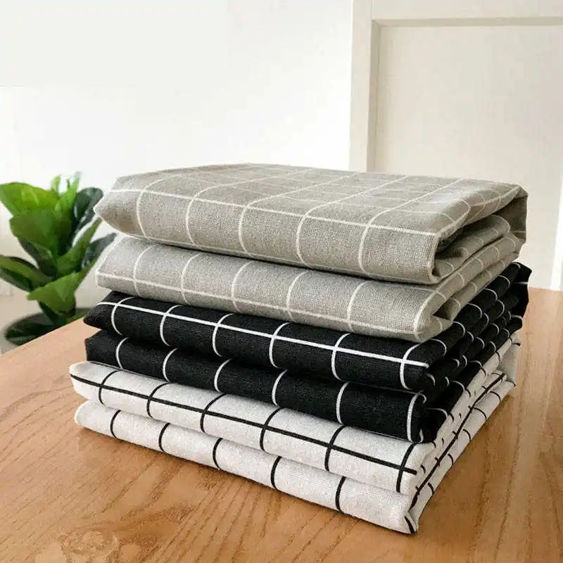 

Home Decorative Table Cloth Plaid Tablecloth Covers 140x200cm Cotton Linen Blending Fabric Black White For Dinning Party Picnic