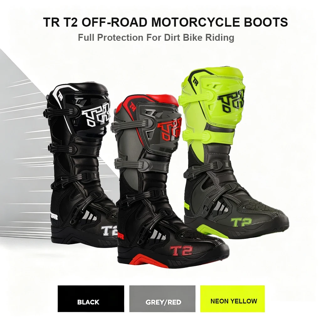 TR T2 Motorcycle Riding Shoes Long Protective Riding Boots Racing Shoes All Seasons Wear-resistant Anti Slip Motorcycle Boots