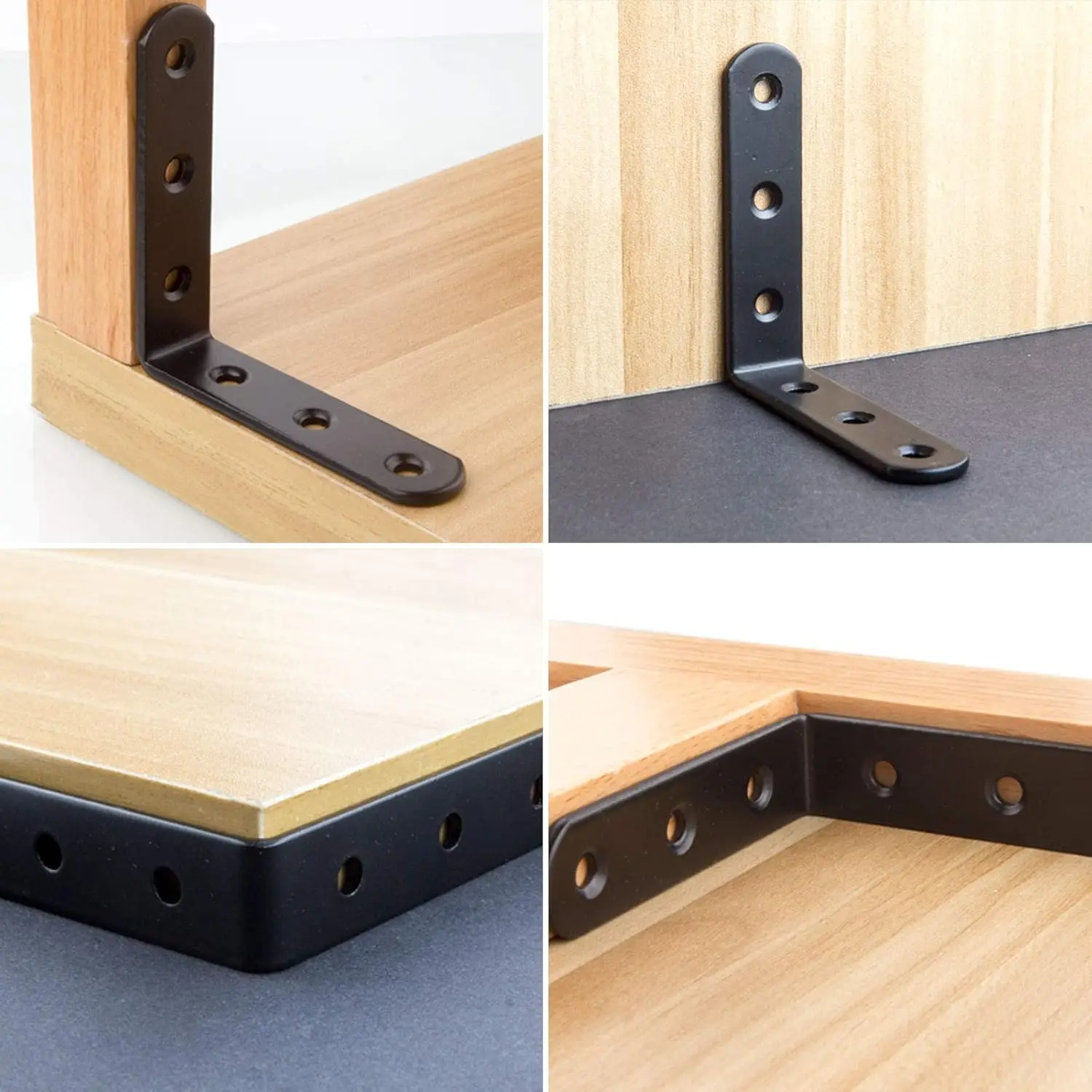 Black L Bracket Corner Braces Shelf Bracket for Wood, Shelves, Furniture, 90 Degree Support Joint Right Angle Brackets 100x100mm