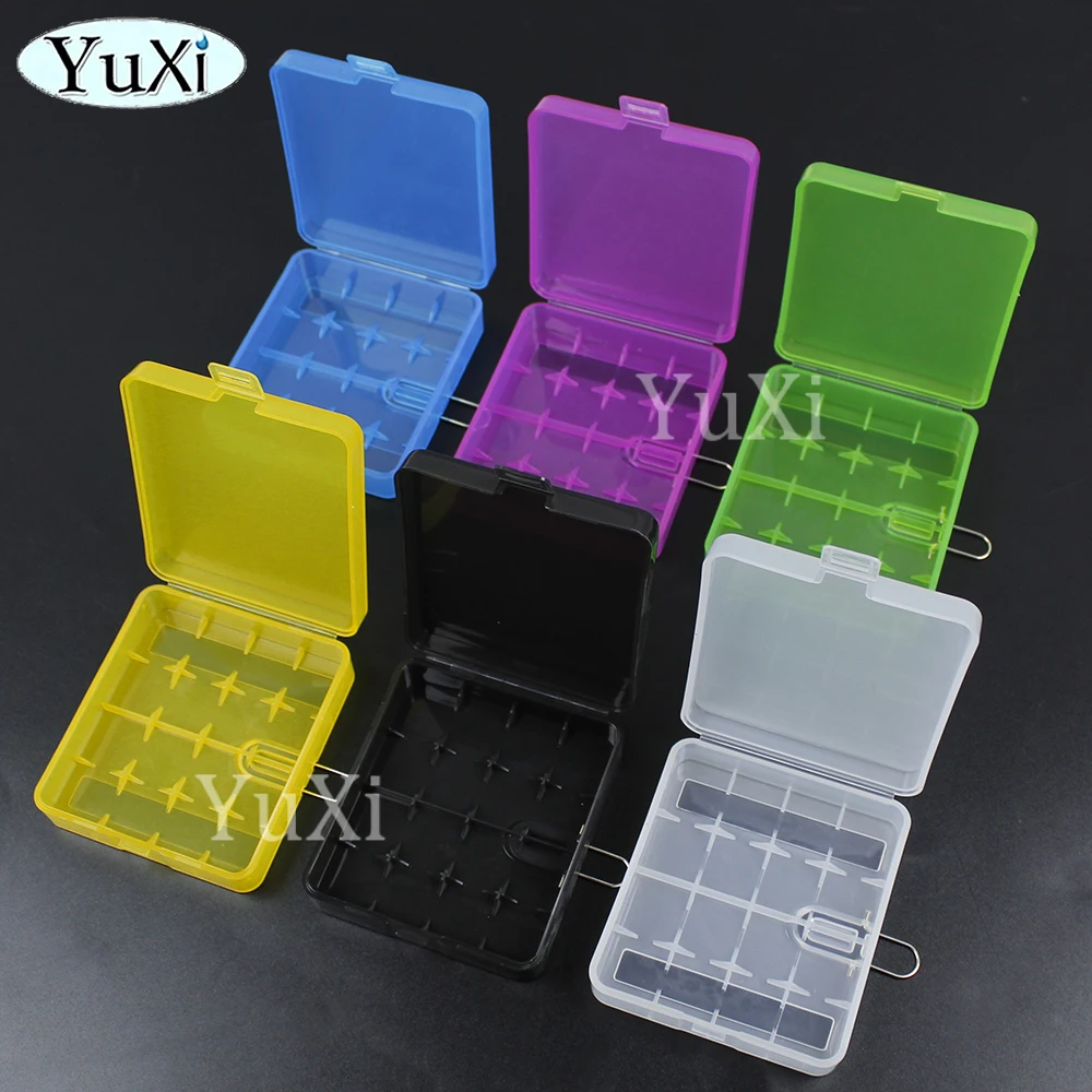 2Pcs For 18650 16340 Battery Storage Box With Hook 4 Slots Plastic Batteries Holder Box Case High Quality Clear Home Storage Box