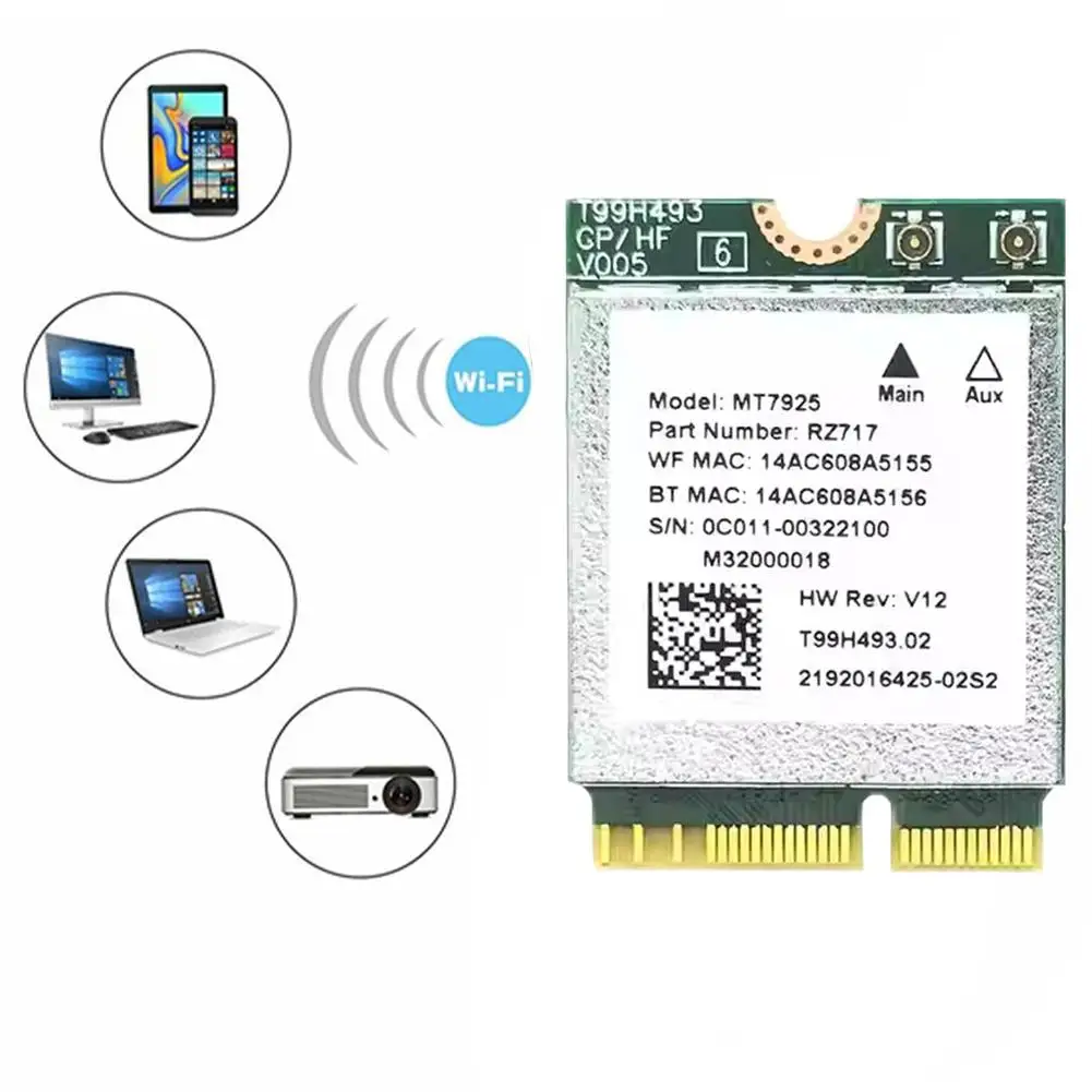 

Wi-Fi 7 MT7925 Wireless Lan Card Network Card Wifi Adapter 2400Mbps M.2 Key E 2.4G 5G Wifi Adapter For Win 10/11 Linux N0C2