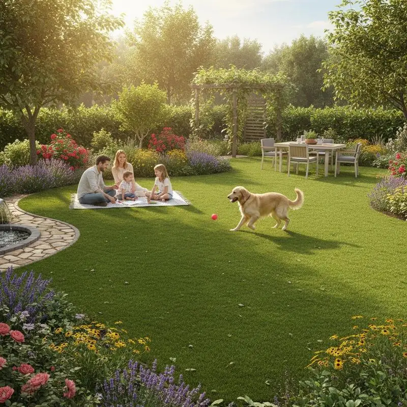 Gazon artificiel pour jardin et terrasse, résistant aux rayons UV, doux et anti-chien, fabriqué en polypropylène de haute qualité avec un support élastique.