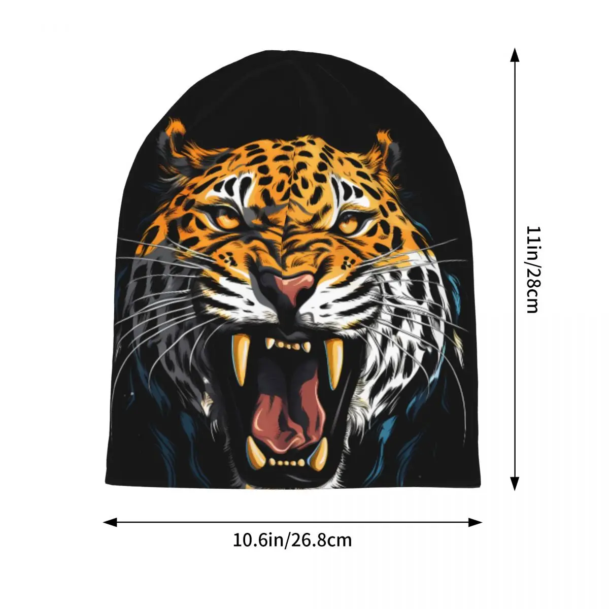 Leopard Big Mouth Beanie Hats bloody animal Bonnet Hats Men Women Y2K Cool Gym Knit Hat Autumn Winter Printed Warm Soft Caps