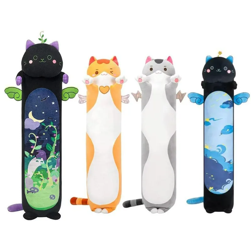 

Новая плюшевая подушка с длинным котом и крыльями, красочная подушка для дивана, подушка для кровати, кукла, плюшевая игрушка, кукла, детский подарок на день рождения, Рождество