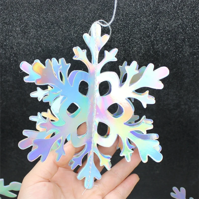 6pcs 3D white/laser snowflake hanging decorations, Christmas snowflakes, winter wonderland, New Year\'s party home decorations