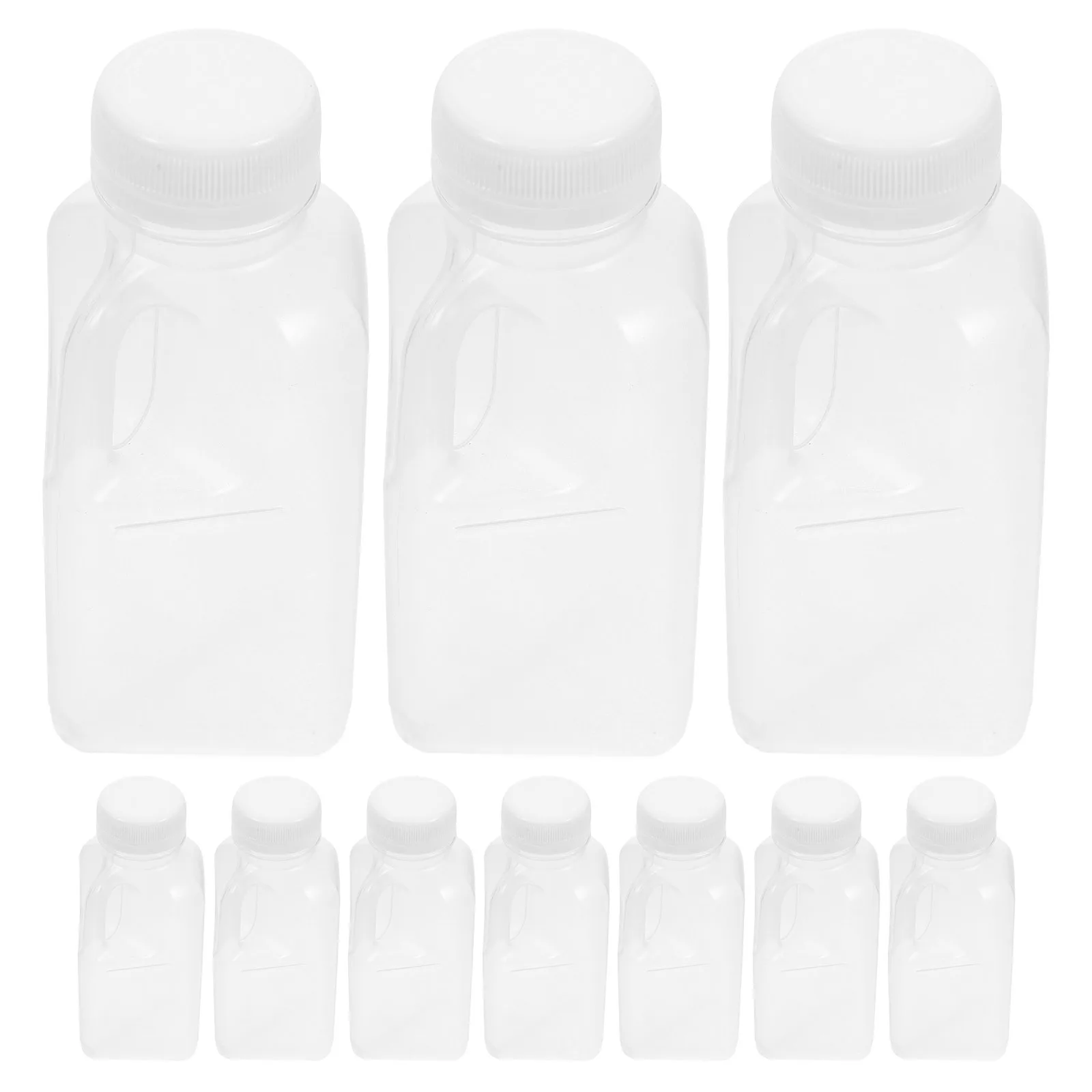 

10pcs Handheld Juice Bottle 320Ml Reusable Plastic Beverage Jug With Cap Cold Drink Storage For Office Outdoor Travel Iced Tea