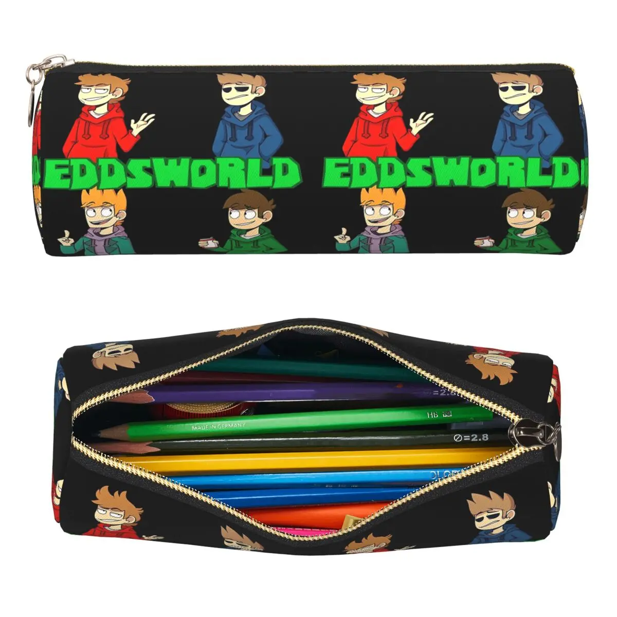 Eddsworld Federmäppchen, Stifthalter, zylindrische Stiftbox, Bleistiftbeutel für Jungen und Mädchen, Schreibwaren