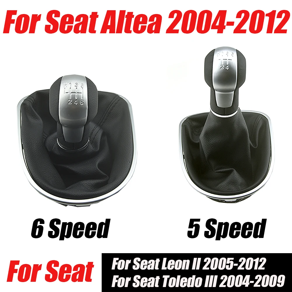 Gear Shift Knob Lever Shifter 5 6 Speed ABS With Leather Gaiter Complete Sets Fit For Seat Toledo III 2004-2009