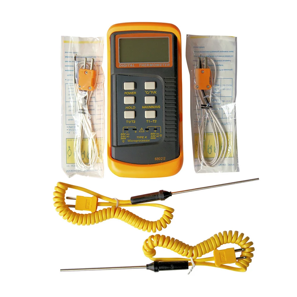 Temperature Meter K Type Thermocouple Sensor Probe Detector Meter -50°C To 1300°C LED 6802 II Digital Thermometer