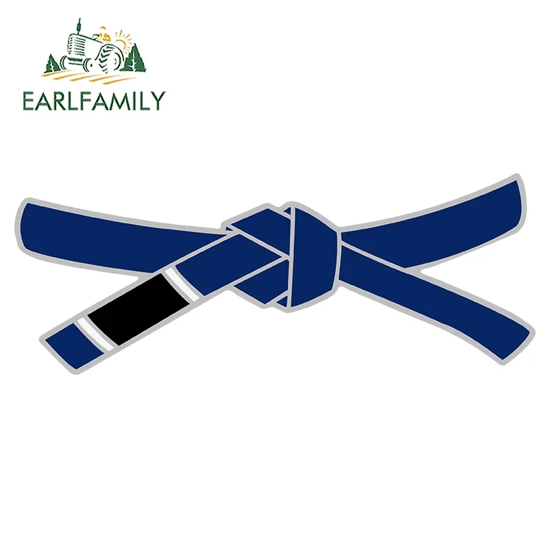 EARLFAMILY 13cm x 5.2cm for Jiu Jitsu Black Belt Shaped Cartoon Funny Car Stickers Oem Vinyl JDM Bumper Trunk Truck Graphics