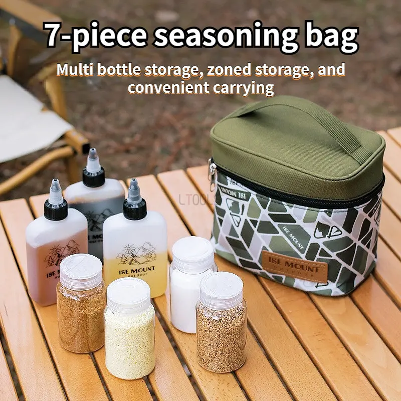 

100/120ml Outdoor Camping Seasoning Storage Bag Set Seasoning Bottle Kit Thickening Portable Handbag Makeup-Bag Lunch Box