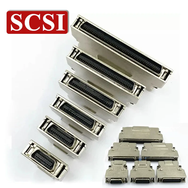 SCSI Servo Drive Plug HPCN50P SCSI Male Head Solder Wire Iron Shell Connector Snap on Type CN Slot Type Connectors 20PIN~100PIN