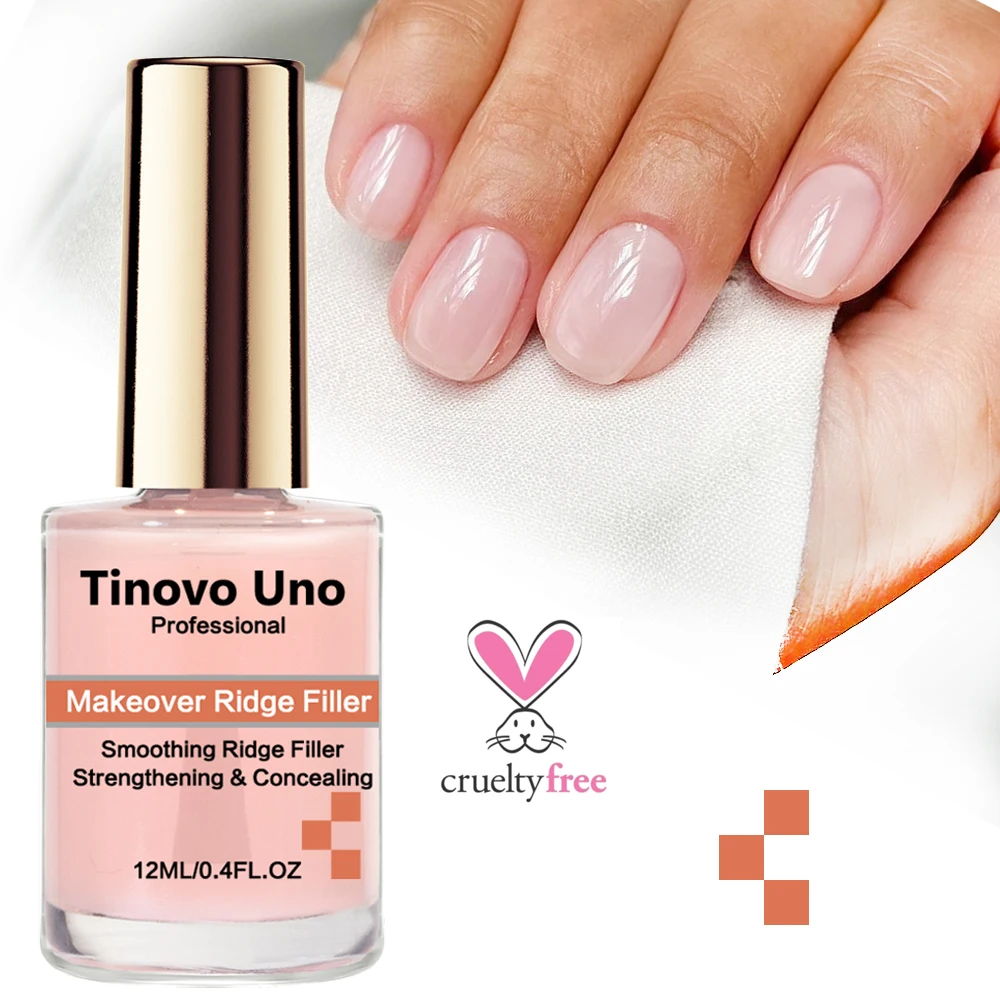 Tinovo Uno rinforzatore per unghie Makeover Ridge Filler Base Coat 12ML olio di Base rosa sano indurente per unghie Manicure riparazione unghie sottili