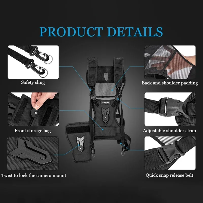 Camera Carrying Chest Harness System Vest Quick Strap with Side Holster for Pentax DSLR