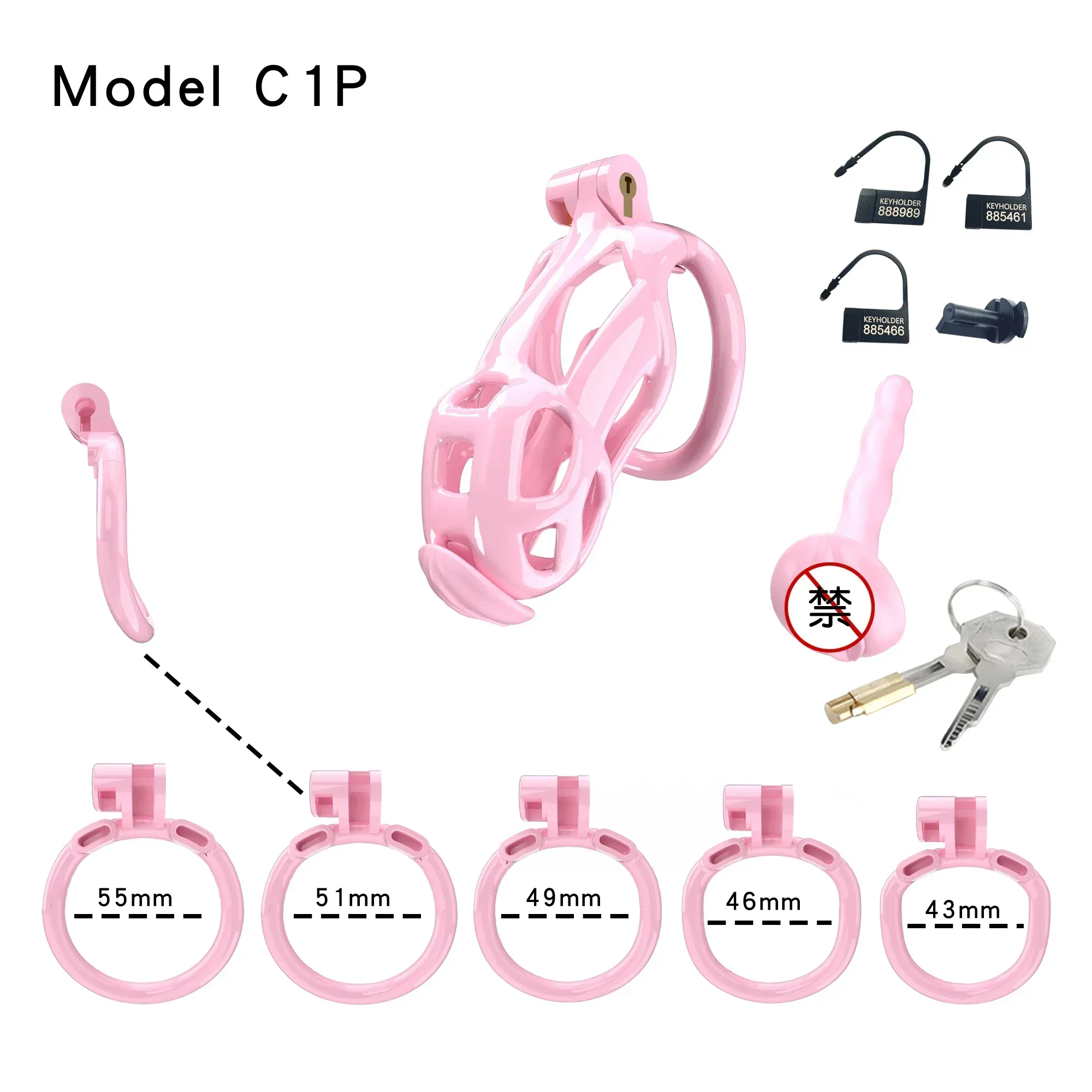 2026 New Mamba Chastity Lock Cage SM Flirting Breathable Resin Male Virginity Device Fetish Male Penis Lock with 5 Rings Sex Toy view 4